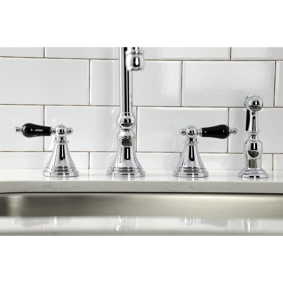 KS2791PKLBS Widespread Kitchen Faucet With Brass Sprayer, Polished Chrome