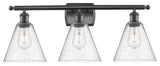 Innovations 516-3W-BK-GBC-84 3 Light Bath Vanity Light, Matte Black
