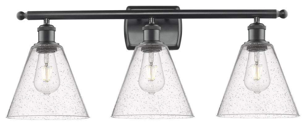 Innovations 516-3W-BK-GBC-84 3 Light Bath Vanity Light, Matte Black