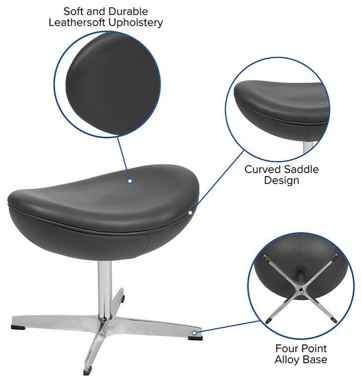 Gray LeatherSoft Saddle Wing Ottoman