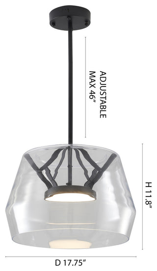 1-Light Black LED Pendant With A Clear Glass Shade