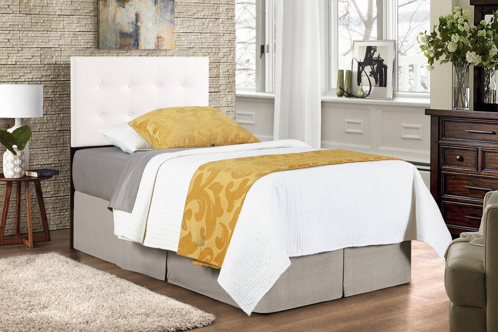 Novo 2 Faux Leather Adjustable Headboard, White, Twin