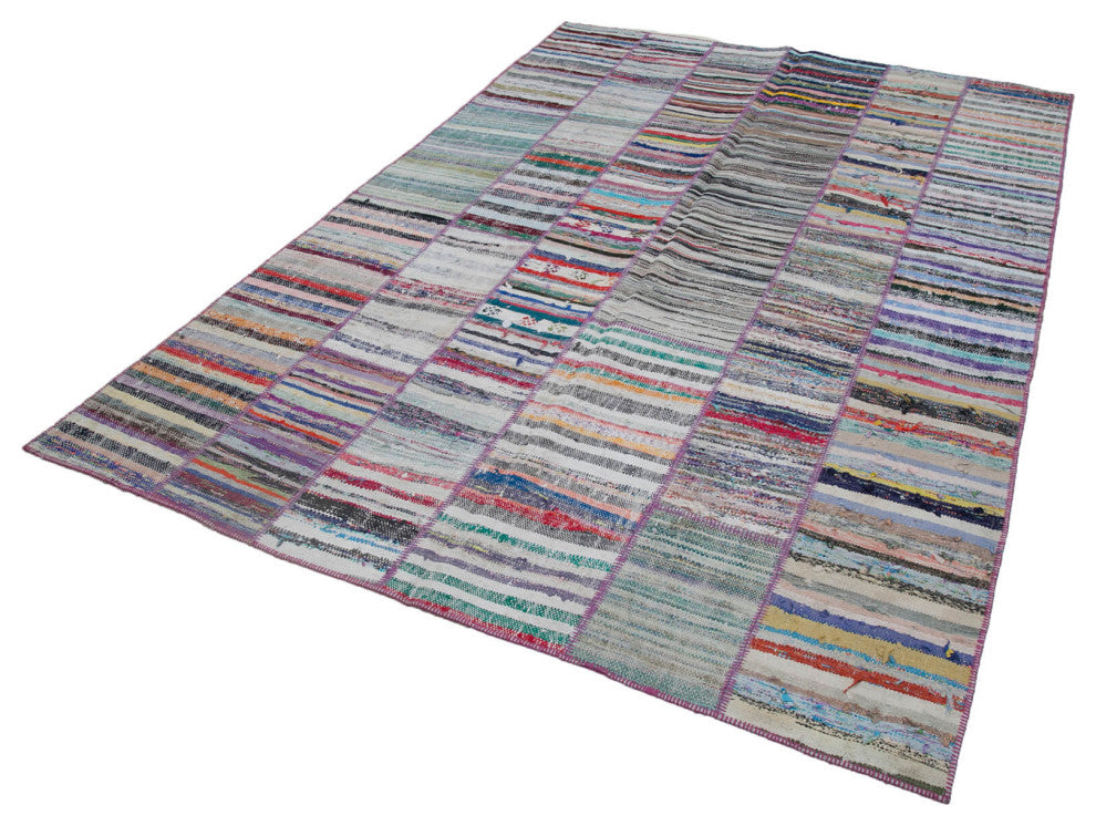 Rug N Carpet - Handmade Oriental 6' 8'' x 9' 7'' Vintage Patchwork Kilim Rug