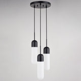 Thalia 3-Light Contemporary Pendant Light White Pill Glass, Matte Black