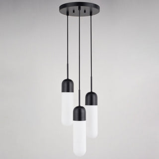 Thalia 3-Light Contemporary Pendant Light White Pill Glass, Matte Black