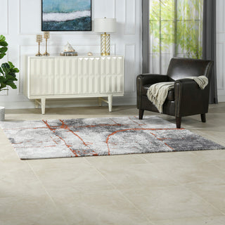 Quarry 5x6.5' Abstract Area Rug, Gray & Orange Polypropylene
