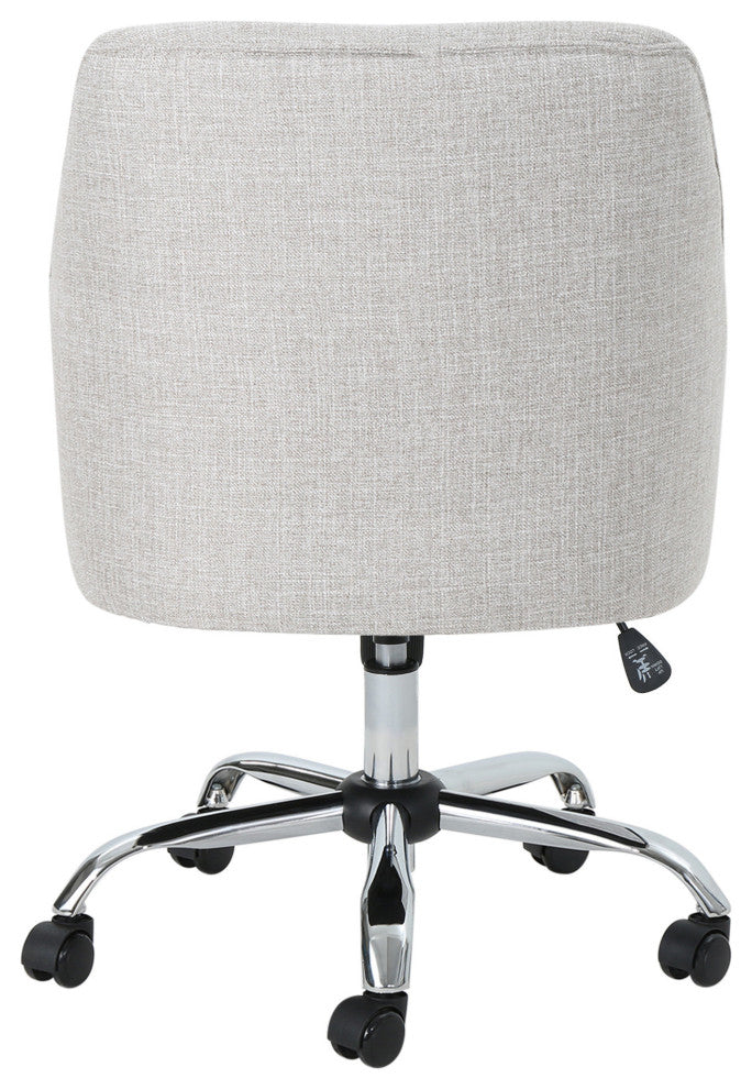 GDF Studio Morgan Mid-Century Modern Fabric Home Office Chair with Chrome Base, Beige