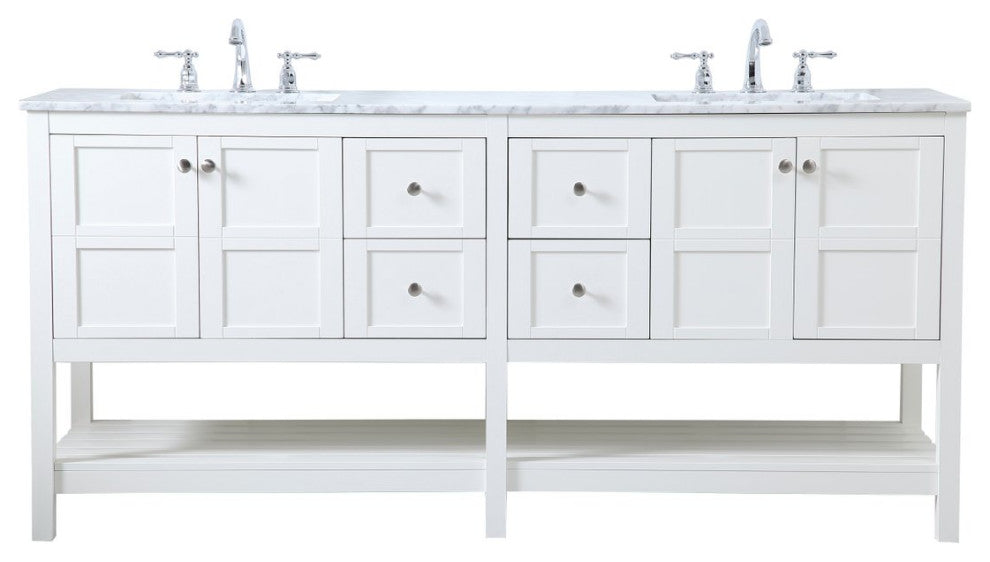 Elegant VF16572DWH 72"Double Bathroom Vanity, White