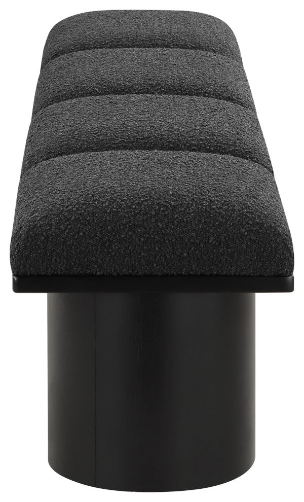 Pavilion Boucle Fabric Upholstered 4-Piece Modular Bench, Black, Black Finish