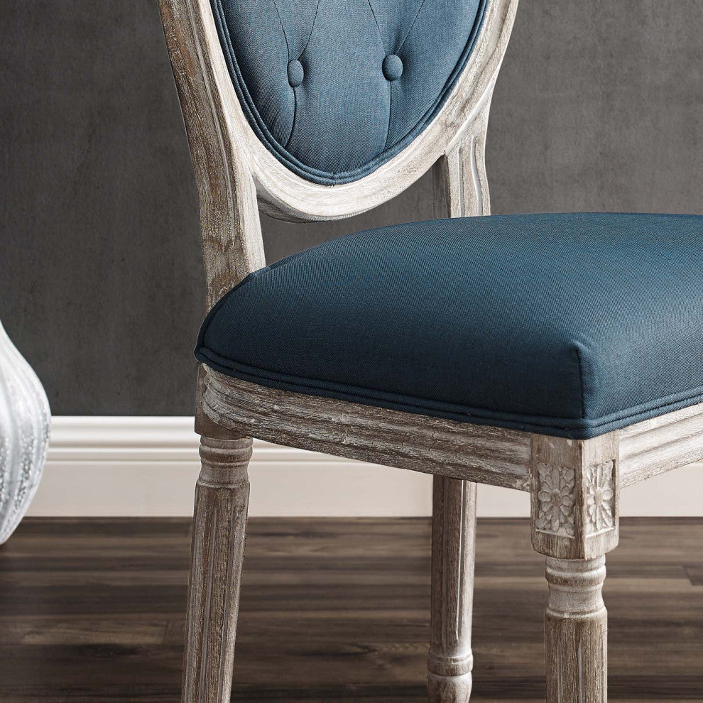 Arise Vintage French Upholstered Fabric Dining Side Chair Natural Light Blue
