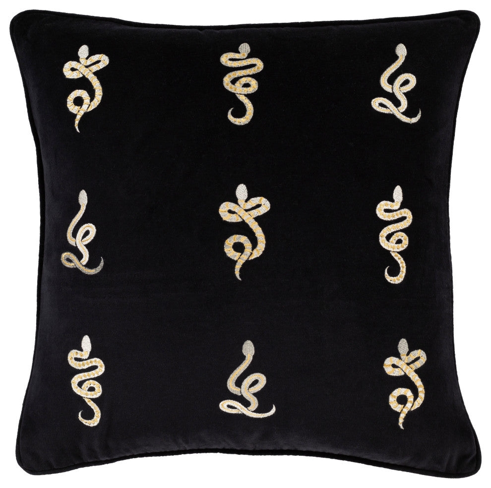 Surya Vida VID-002 18"x18" Pillow Cover, Black/White/Bright Yellow
