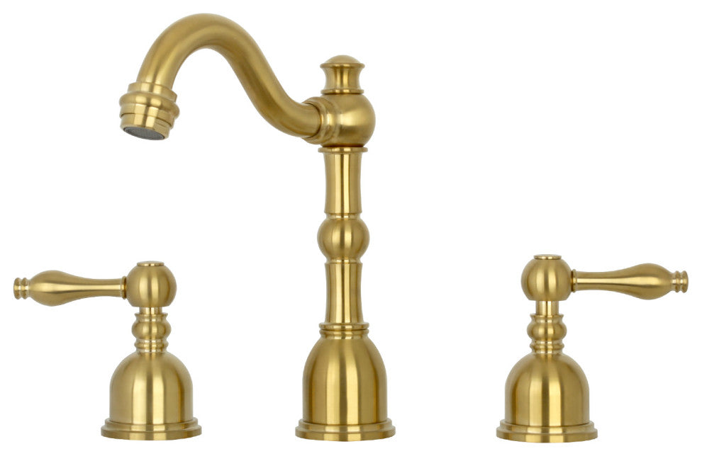 Two-Handle Copper Widespread Bathroom Sink Faucet, Brushed Gold
