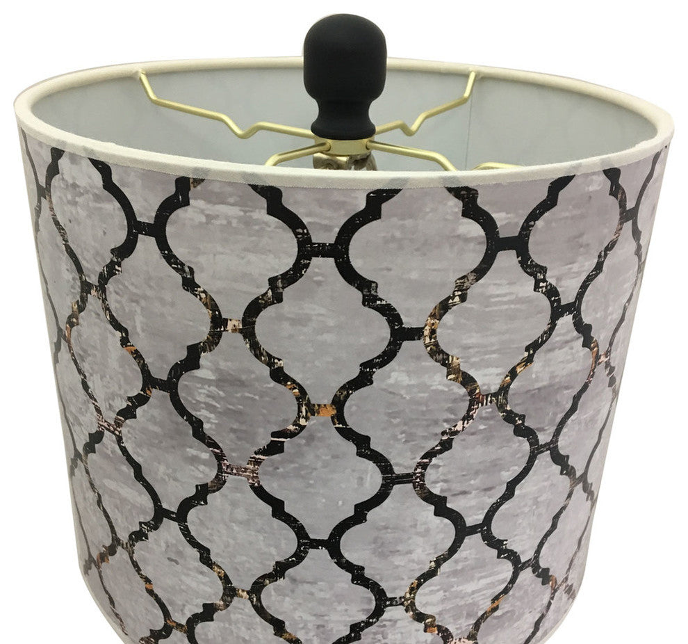 28" Crystal Lamp With Moroccan Tile Textured Shade, Oil Rubbed Bronze, Single