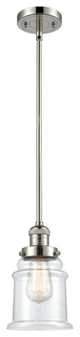 1-Light Canton 6.5" Mini Pendant, Polished Nickel, Glass: Clear