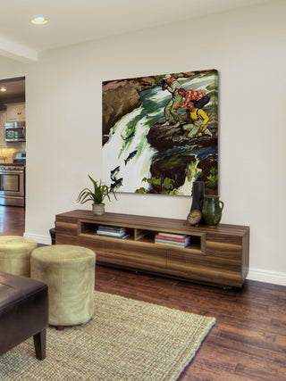 "Salmon Upstream" Painting Print on Wrapped Canvas