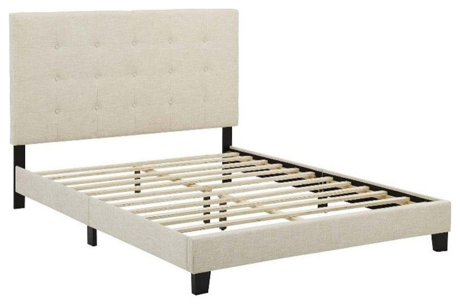 Modway Melanie Full Tufted Button Upholstered Fabric Platform Bed in Beige