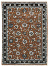 Keller Traditional Bordered Oriental Rust/ Gray Area Rug, 9'10" x 12'10"
