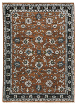Keller Traditional Bordered Oriental Rust/ Gray Area Rug, 9'10" x 12'10"