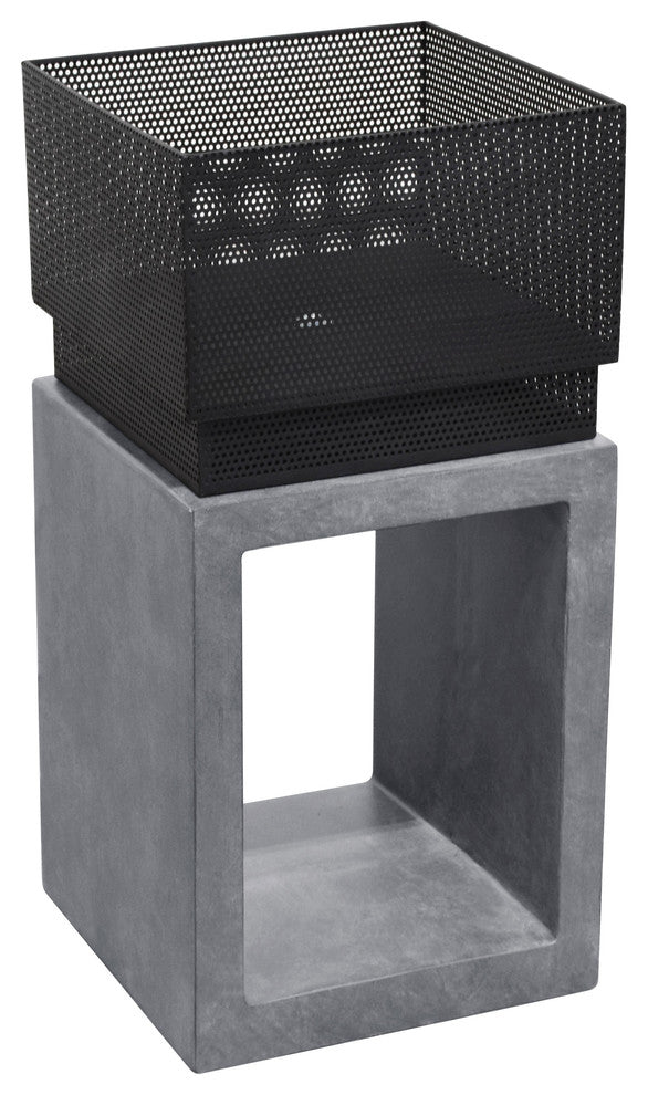 Astella Sentinel Fire Basket, Gray Cement