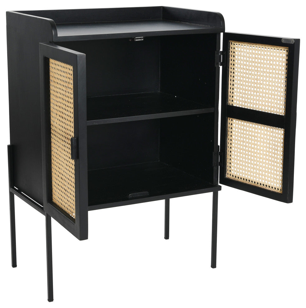 Metal & Mango Wood Cabinet, Black