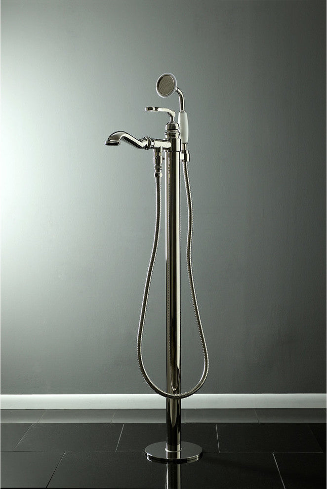 Kingston Brass Freestanding Tub Faucet With Hand Shower, Polished Nickel
