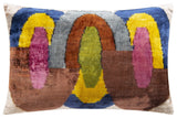 Handmade Silk Velvet Pillow 16x24, Down Feather Insert, Colorful Abstract