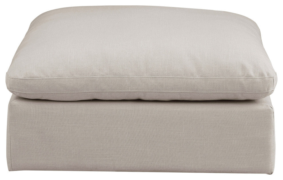Comfy Beige Linen Textured Fabric Modular Chair, Beige, Linen Textured Fabric, Ottoman