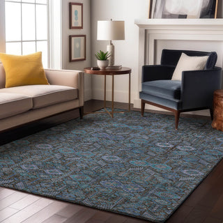 Premium Machine Washable Mayfield AMF574 Teal 9' x 12' Rug