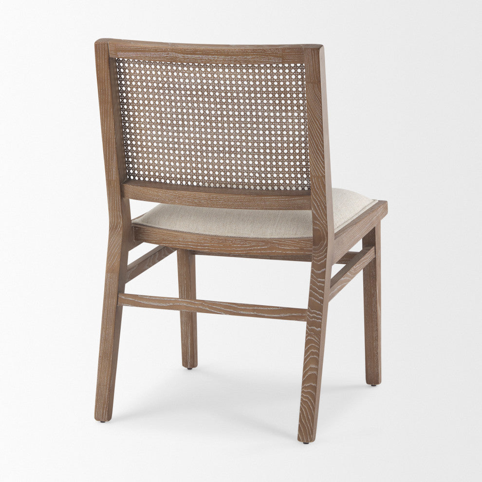 Wynn Cream Fabric With Cane And Light Brown Wood Frame Dining Chair (Set of 2)