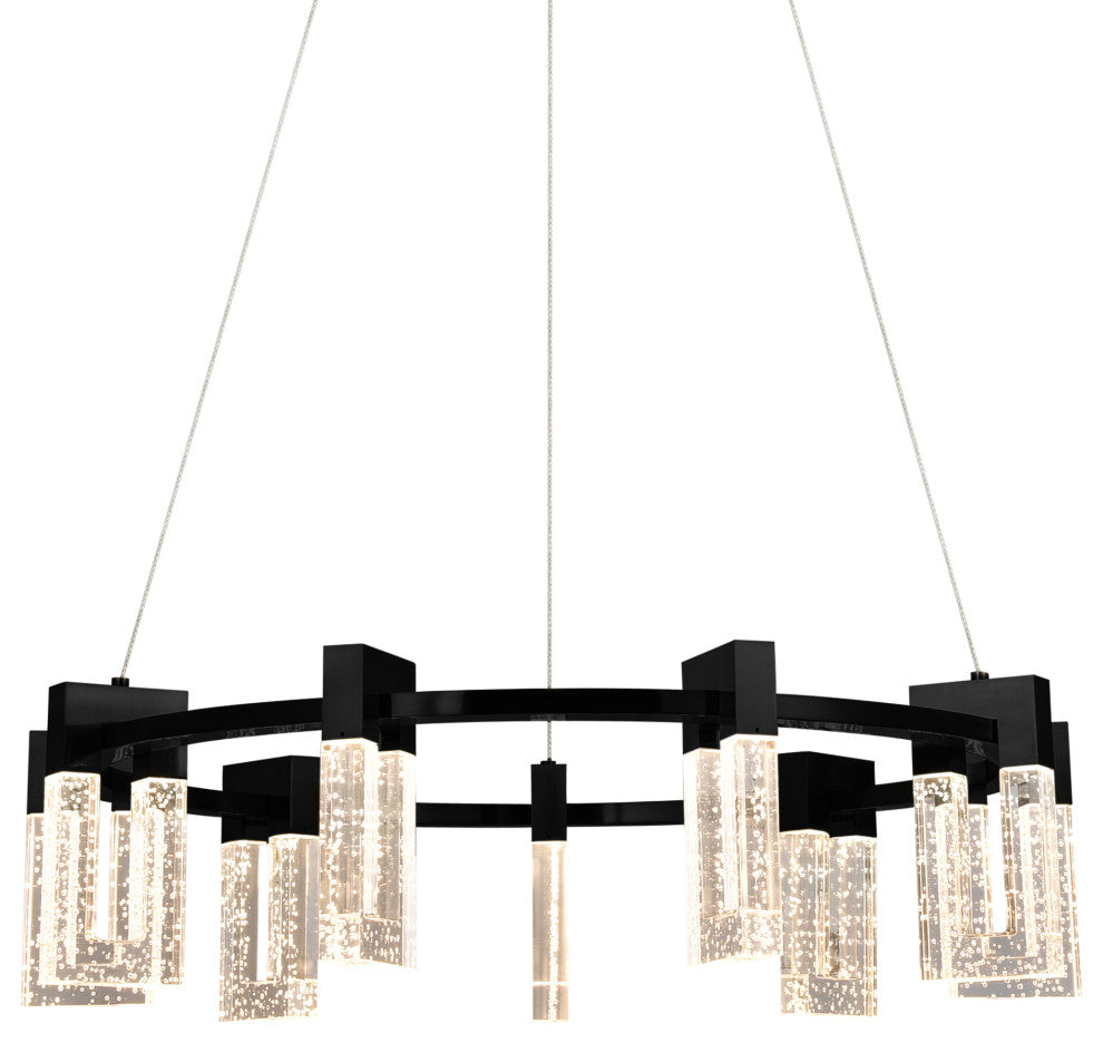 Sorrento 27" 9 Shades ETL Certified Integrated LED Circular Chandelier, Black
