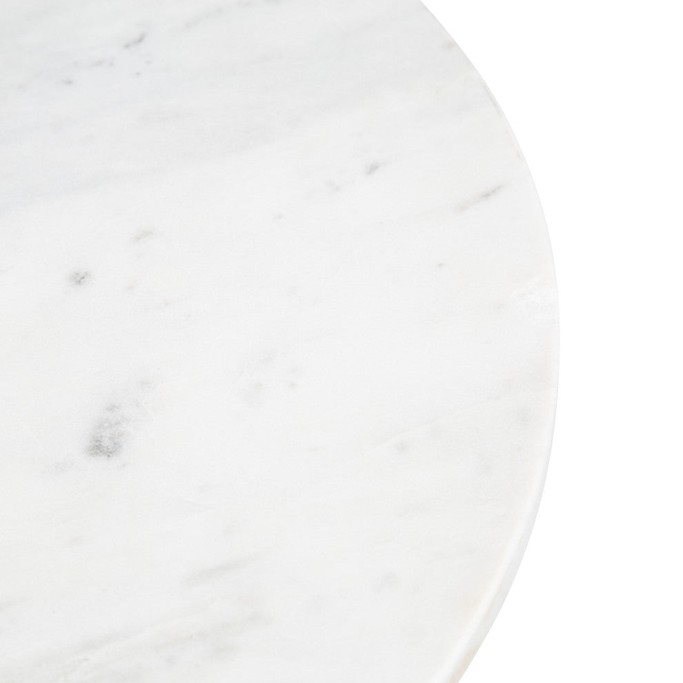 Tira Round Side Table, Pewter/White 14x14x24