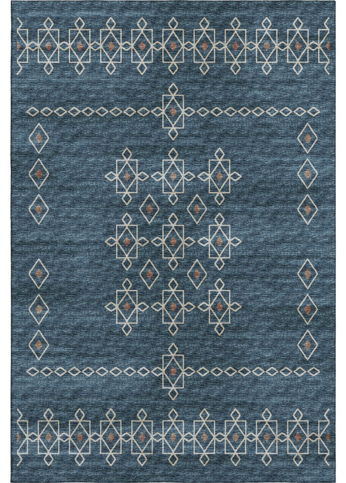 Addison Premium Washable Mayfield AMF109 Blue 9'' x 12'' Rug