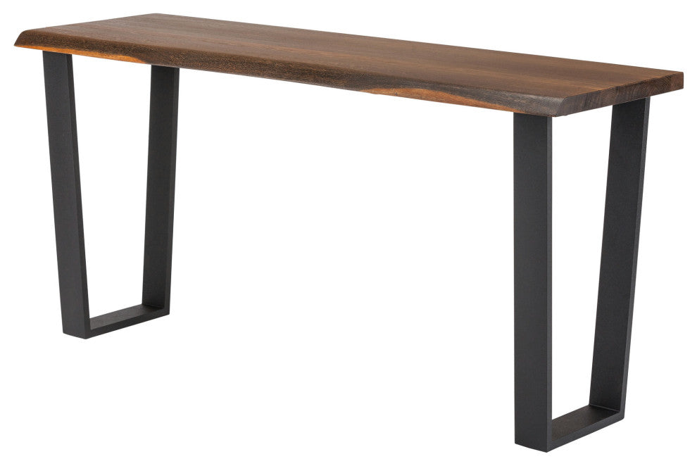 Versailles Console Sofa Table In Seared Oak And Matte Black Steel Legs