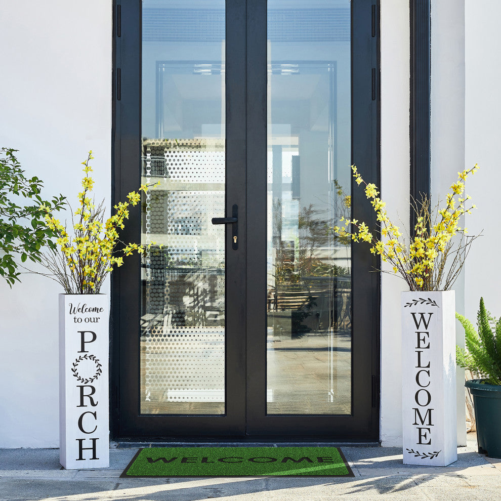 30"H Double Sided Solid White Boxed "Welcome Porch" Porch Sign