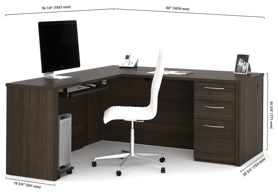 Embassy 66" L-Shaped Desk, Dark Chocolate