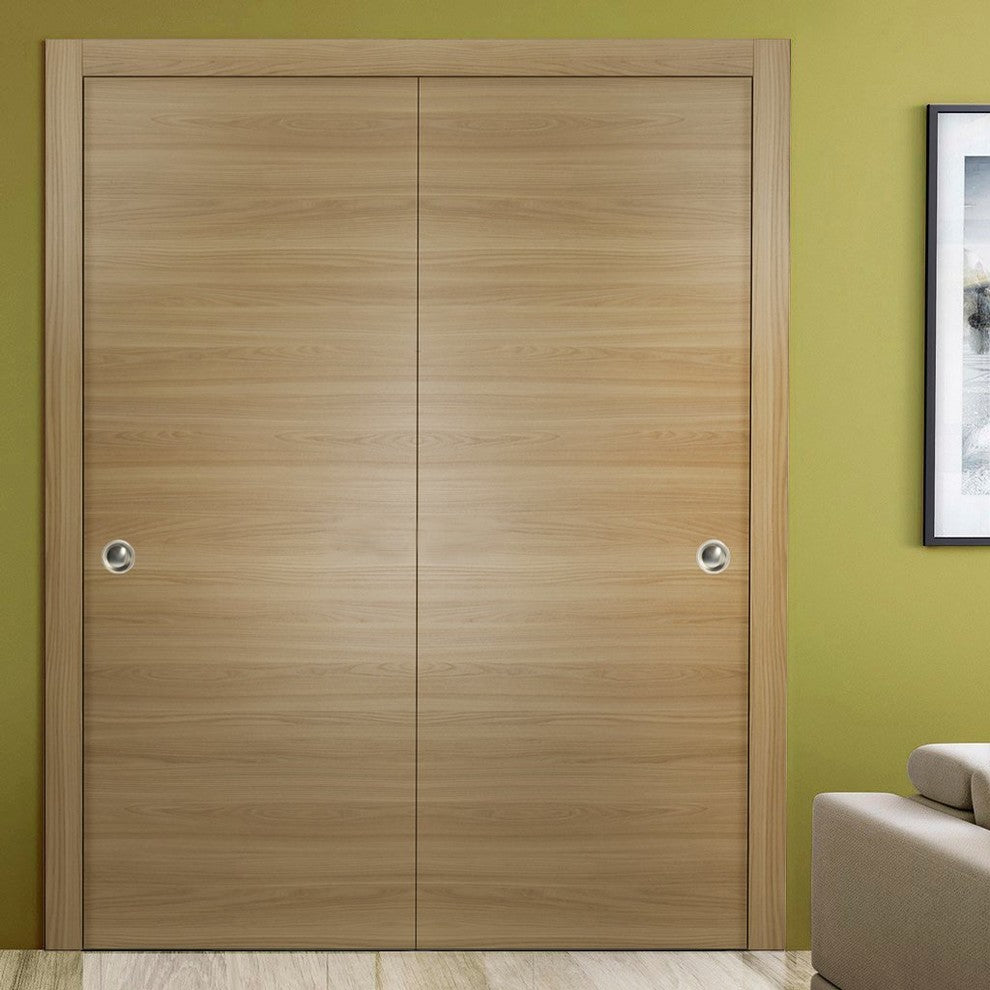 Sliding Closet Bypass Doors 36 x 80 & Hardware | Planum 0010 Honey Ash