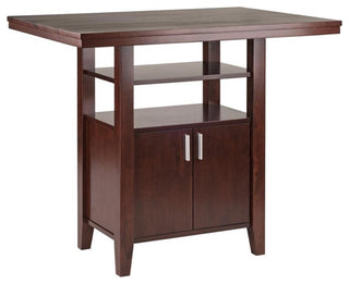 Albany High Table with Cabinet and Shelf in Walnut Finish