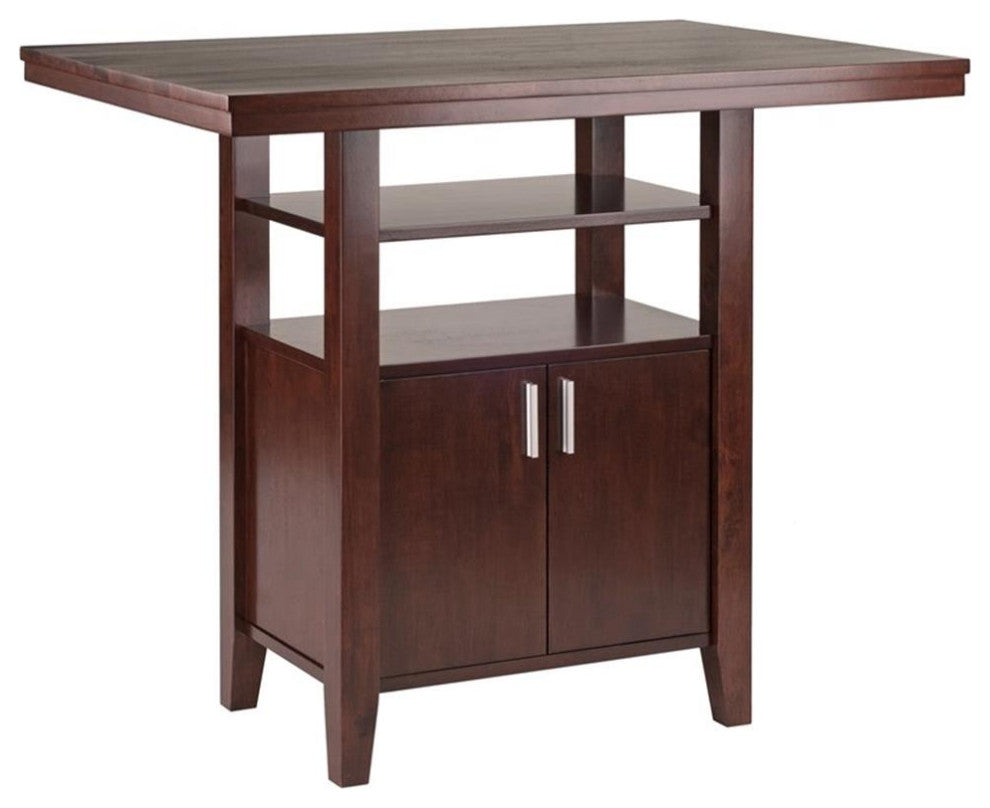 Albany High Table with Cabinet and Shelf in Walnut Finish