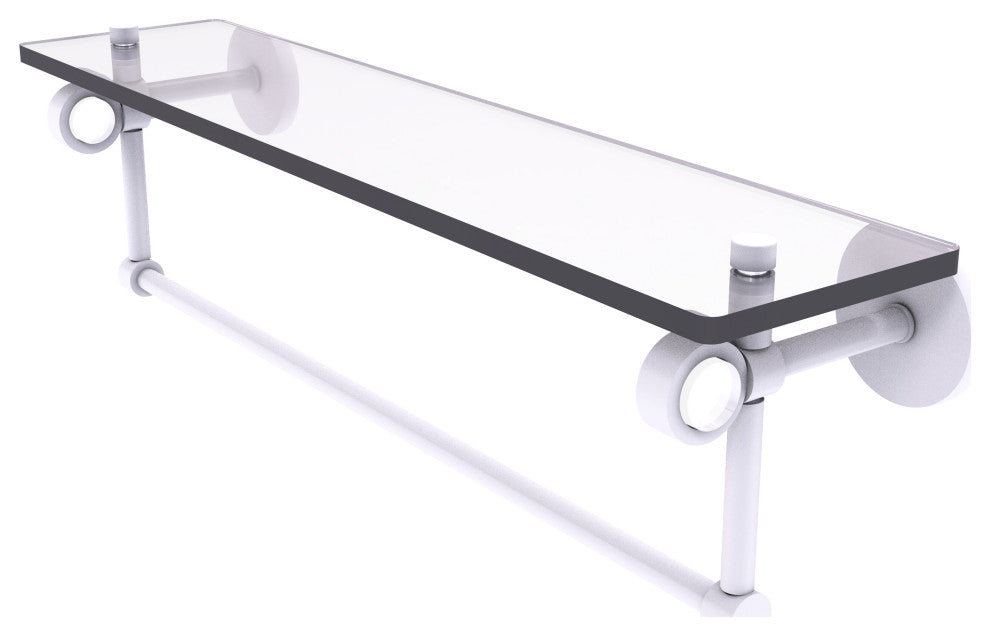 Clearview 22" Glass Shelf and Towel Bar, Matte White