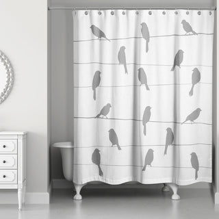 Gray Birds on Wire 71x74 Shower Curtain