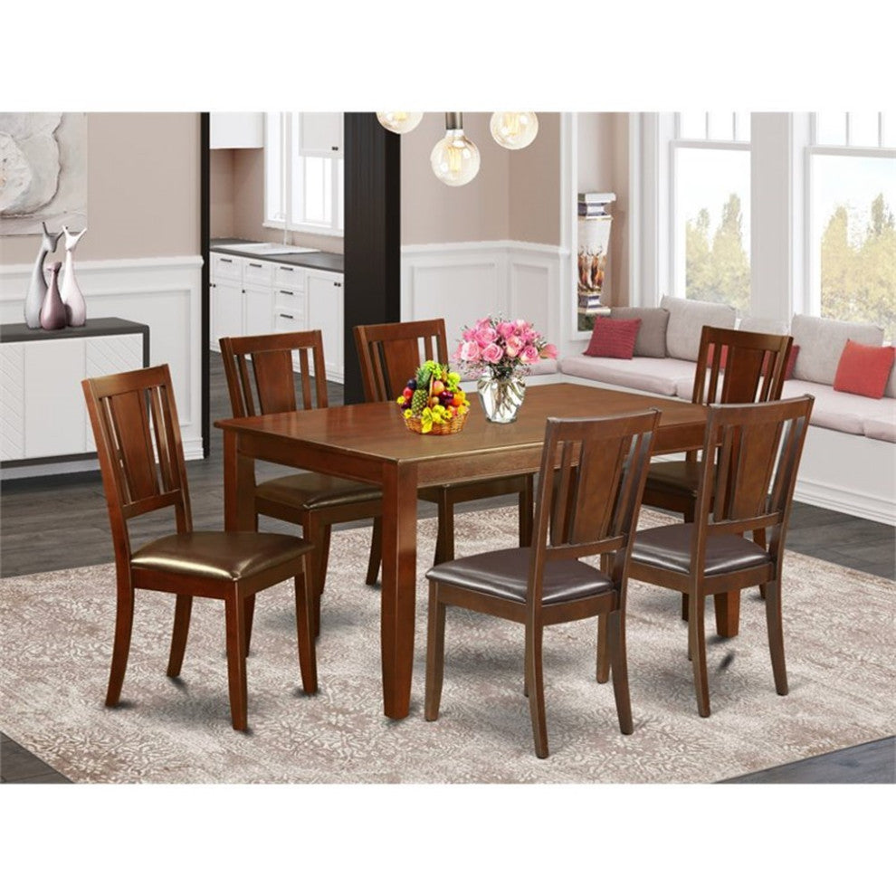Dudl7-Mah-Lc, 7-Piece Formal Dining Room Set, Table and 6 Dining Chairs