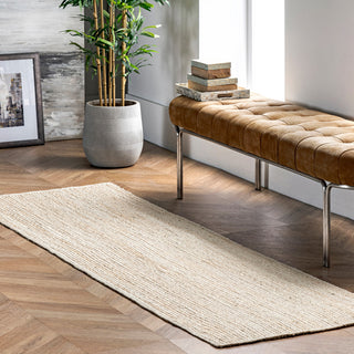 Nuloom Rigo Hand Woven Farmhouse Jute Area Rug, Off White 2'6"x16'