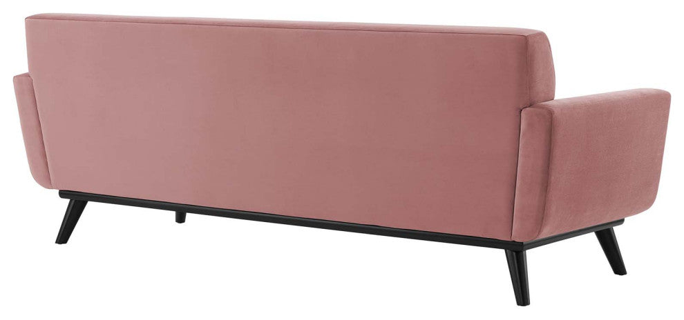 Engage Channel Tufted Performance Velvet Sofa Dusty Rose