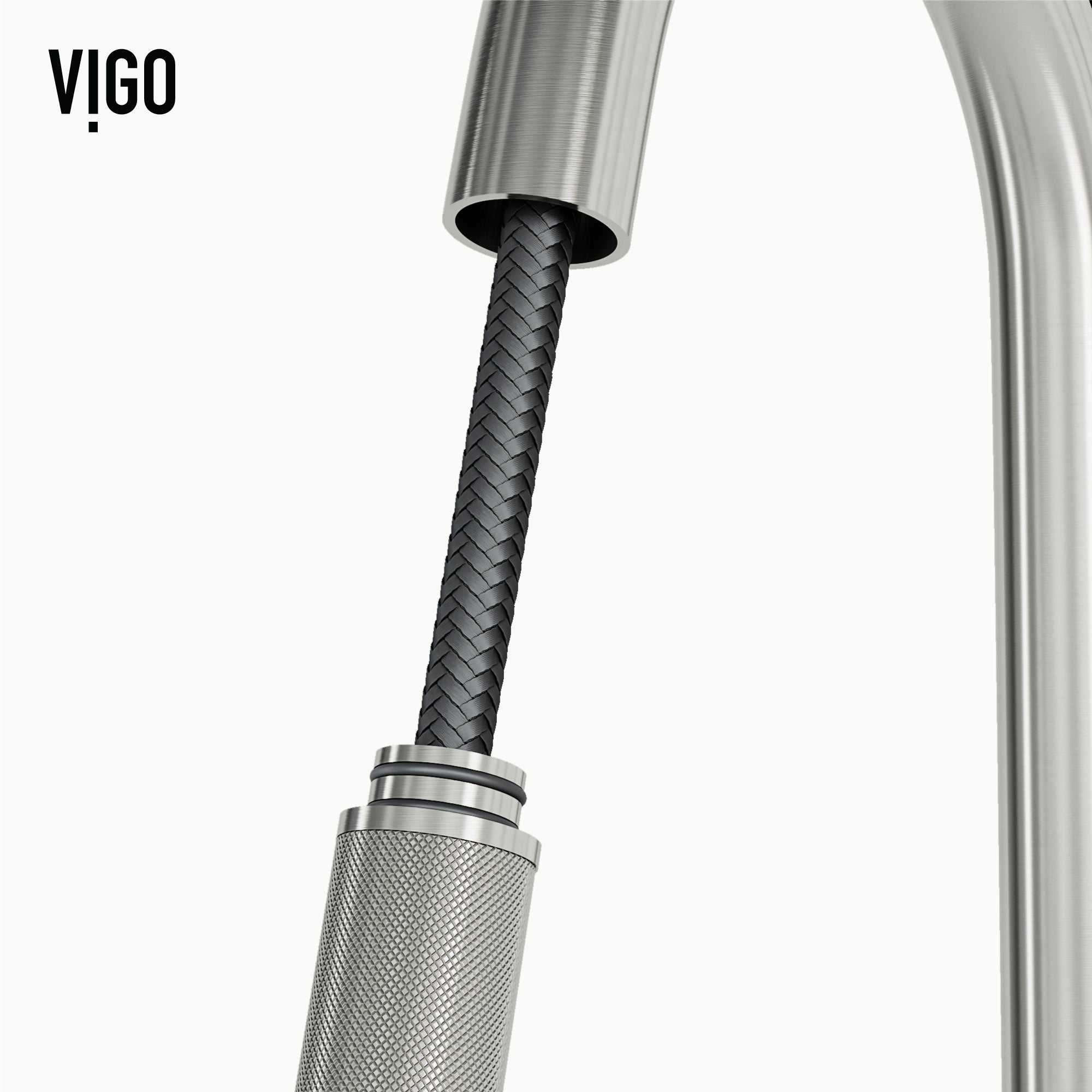 VIGO Gramercy 17" H Single Handle Pull-Down Sprayer Kitchen Faucet, Stainless Steel, Touchless, Without Extras