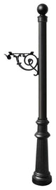Lewiston Post Only-Support Bracket, Decorative Fluted Base, Ball Finial, Black