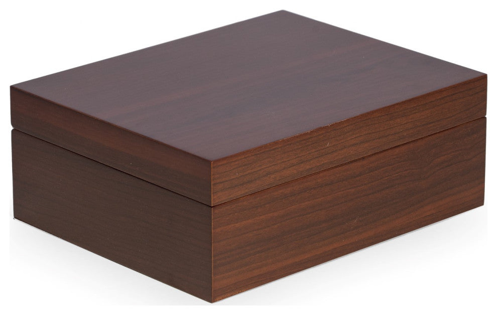 4 Watch and 6 Cufflink Storage Box, Walnut Matte Finish
