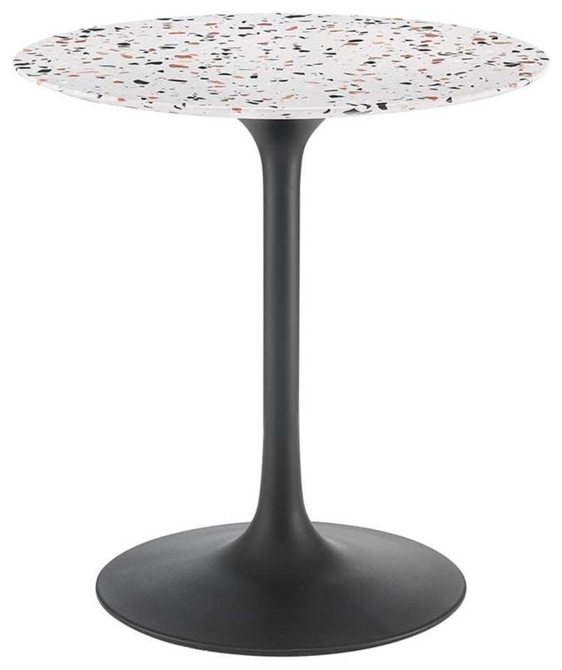 Modway Lippa 28" Round Modern Terrazzo/Metal Dining Table in Black/White