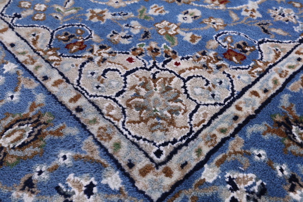 2' 9" X 6' 4" Runner Hand Knotted Persian Nain Wool & Silk Rug - Q13117