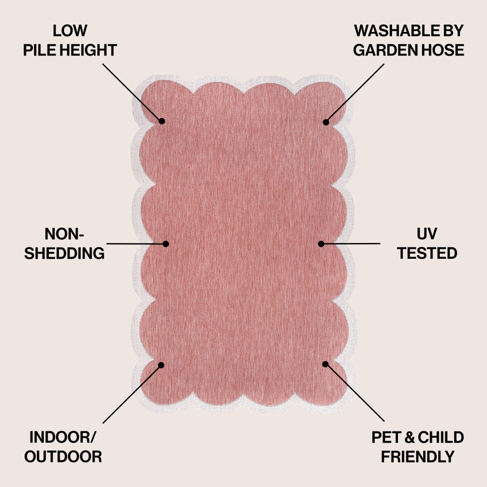 Alice Classic Cottage Two-Tone Scalloped Indoor/Outdoor Shaped Area Rug