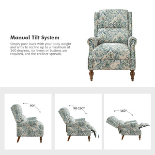30.5" Manual Recliner Set of 2, Blue